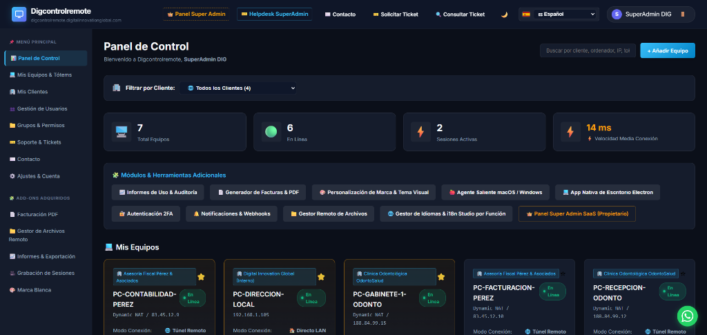 Digcontrolremote Dashboard UI