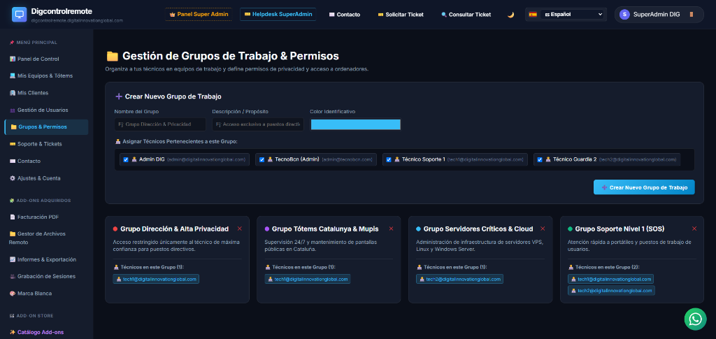 Gestión de Grupos y Permisos